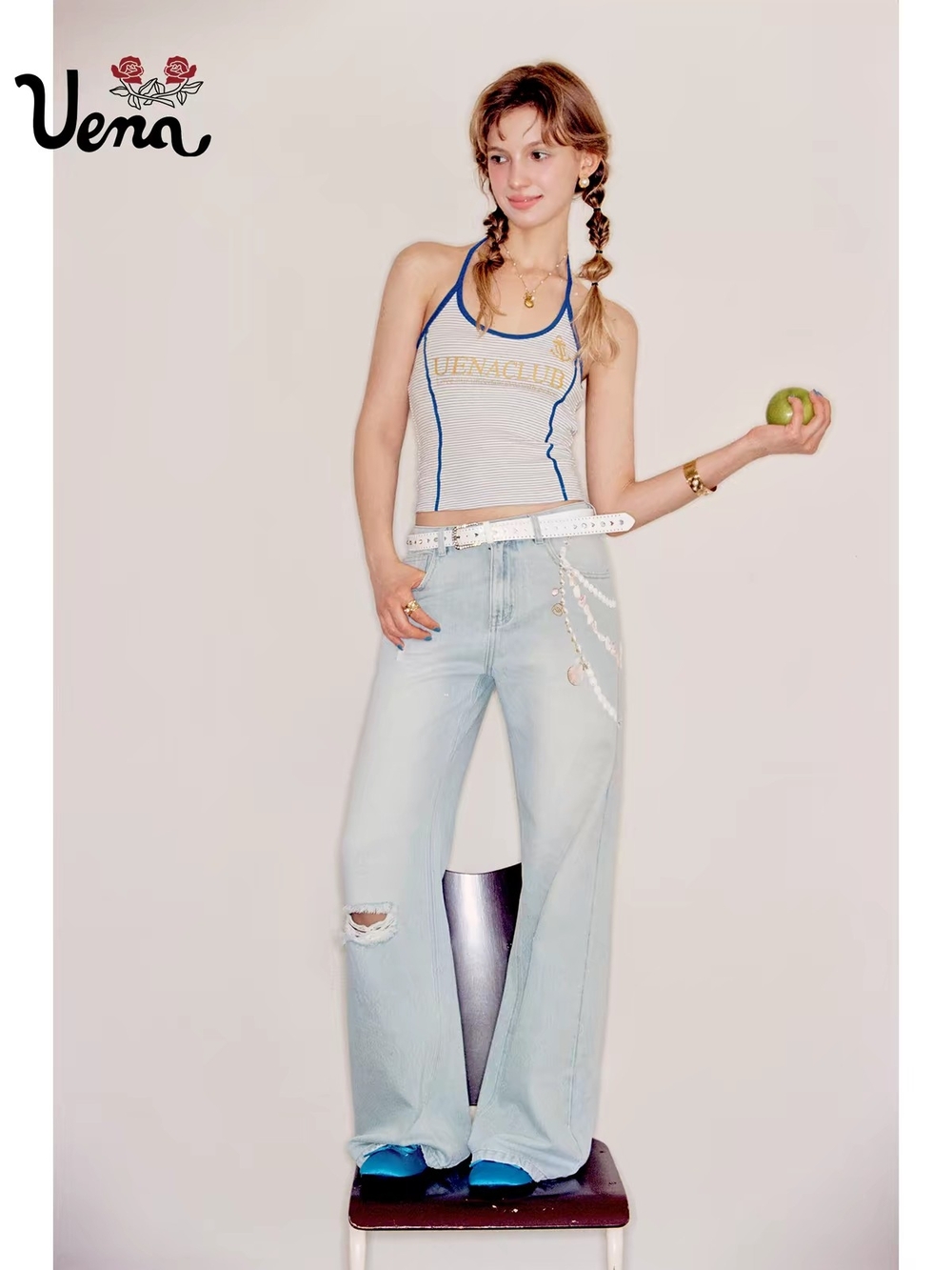Pale Blue Wide-Leg Women's Jeans
